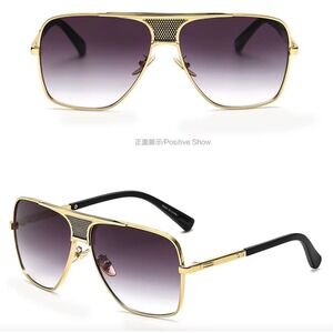 Classic Fashion Square Metal Alloy‎ Frame Gradient Sunglasses Men Design Aviator